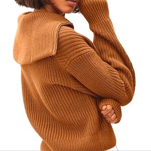 Everlane Chunky Knit Zip Cardigan Organic Cotton Toasted Almond Size XS